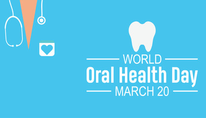 World Oral Health day is observed every year in March. Holiday, poster, card and background vector illustration design.