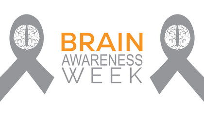 Brain awareness week is observed every year in March. Holiday, poster, card and background vector illustration design.