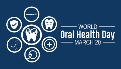 World Oral Health day is observed every year in March. Holiday, poster, card and background vector illustration design.
