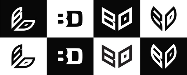 BD logo. B D design. White BD letter. BD, B D letter logo design. Initial letter BD  linked circle uppercase monogram logo. B D letter logo vector design. BD letter logo design in five style. - obrazy, fototapety, plakaty