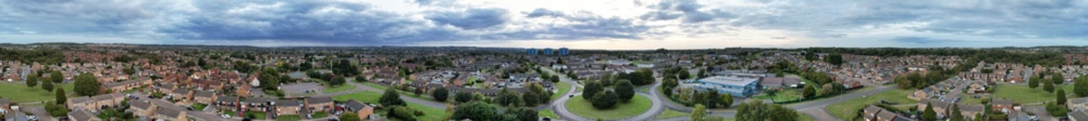 High Angle Panoramic View of North Luton City of England United Kingdom During Cloudy Sunset. October 4th, 2023