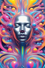 Naklejka premium Trendy and avant-garde acidic design art poster