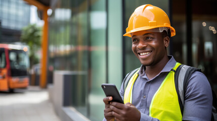 African american man builder smiling confident standing at street