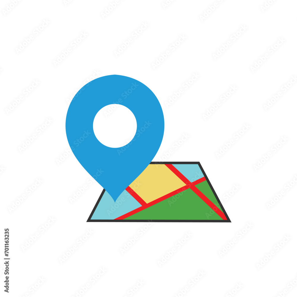 Poster map icon. flat vector related icon with shadow for web and mobile applications. element design for u