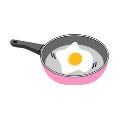 Fried egg in frying pan. Vector illustration isolated on white background. food icon design elements. Food symbol graphic for your design needs.