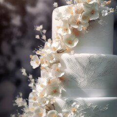 Wedding cake with  white roses