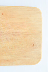wooden cutting board isolated on white background, plank wood in the kitchen