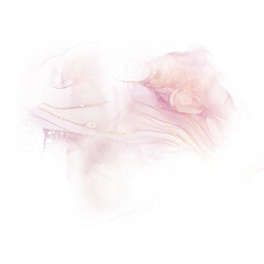 Abstract Pink alcohol ink modern art background with gold glitter