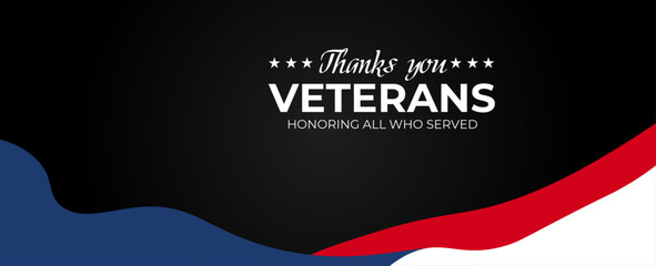 Veterans Day - Honoring All Who Served Poster. 11th of November. Usa Veterans Day celebration. American national holiday. stars, invitation, cover, flyer, backdrop, banner. vector illustration