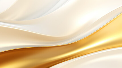 Abstract gold wave background. Stylized water flow banner - Generative AI