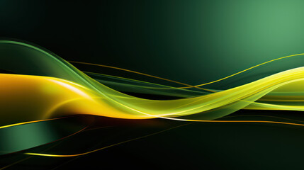 Abstract green and yellow wave background. Stylized water flow banner - Generative AI
