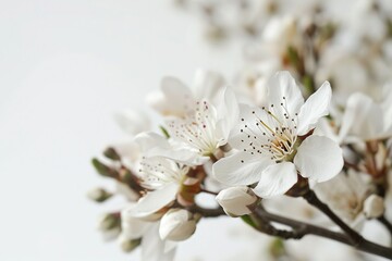 white cherry blossom isolated white
