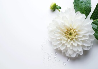 white chrysanthemum flower on white background