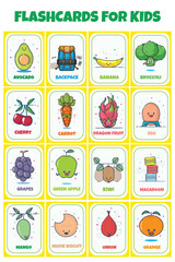 Cute flashcards for kids vector illustration