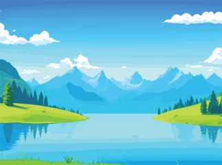 Photo sur Plexiglas Corail vert landscape with lake