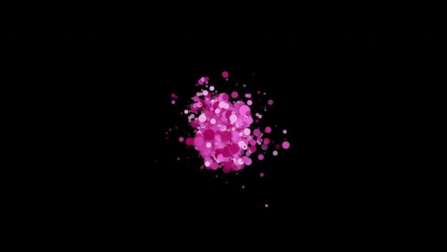 Scientific subatomic particles moving, orbiting and undulating, pink, 4k 24p with alpha channel for transparency