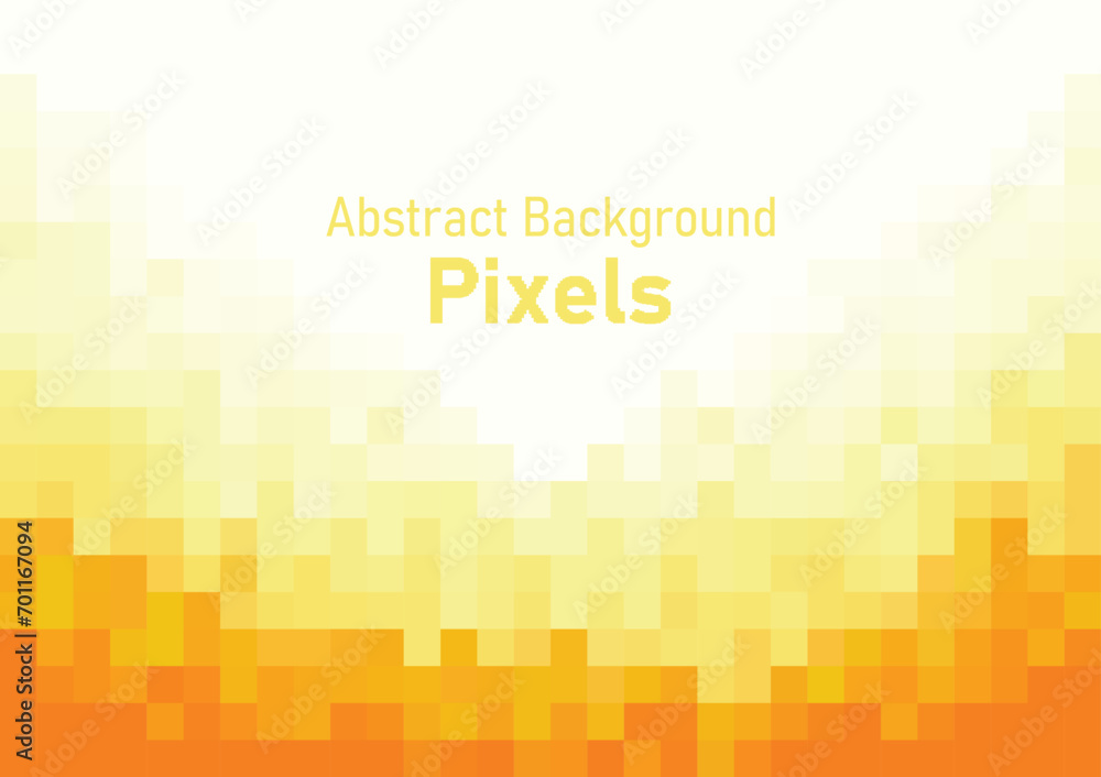 Poster pixels disintegrate pattern. geometric mosaic background, yellow color gradient vector illustration 