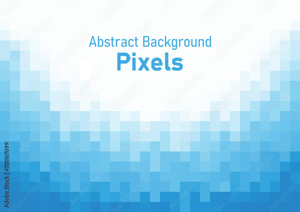 Poster pixels disintegrate pattern. geometric mosaic background, blue color gradient vector illustration te
