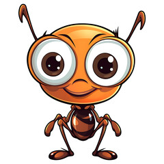 Obraz premium cute animal ant with big eyes clipart kids illustration for sticker design with transparent background