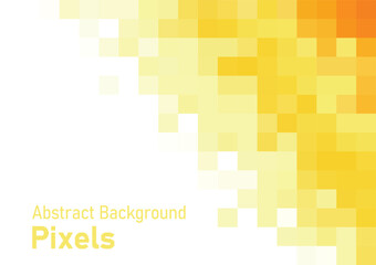 Pixels disintegrate pattern. geometric mosaic background, yellow color gradient vector illustration template for wallpaper, poster, web banner.