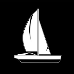 a silhouette vector illustration of a sailing boat.