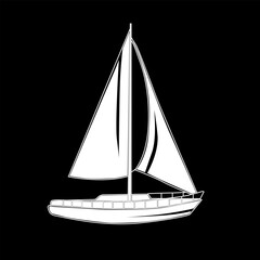 a silhouette vector illustration of a sailing boat.