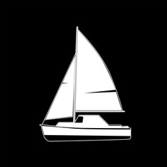 a silhouette vector illustration of a sailing boat.