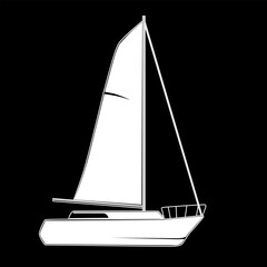 a silhouette vector illustration of a sailing boat.