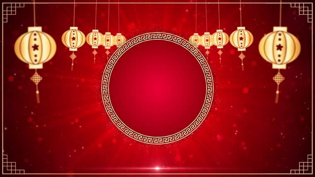 Golden and Red with Chinese lanterns for Chinese Decorative Classic Festive Background for a Holiday, Chinese New Year Celebration Background.