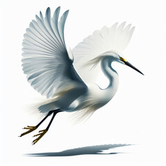 snowy egret, garceta nívea, snowy heron, снежная цапля, bangau bersalju, isolated White background