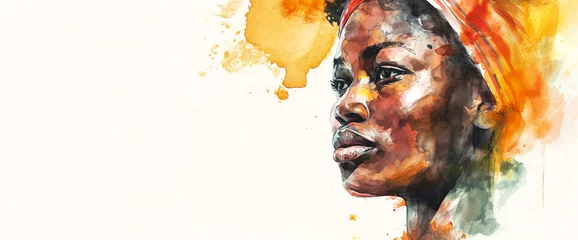 Foto op Canvas portrait of a black woman in watercolor style  © iDoPixBox