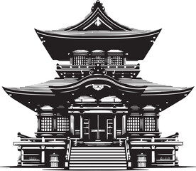 Japanese Temple Vector  - obrazy, fototapety, plakaty