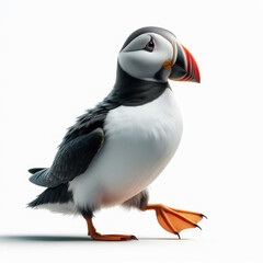 Naklejka premium puffin bird, pájaro frailecillo, isolated White background