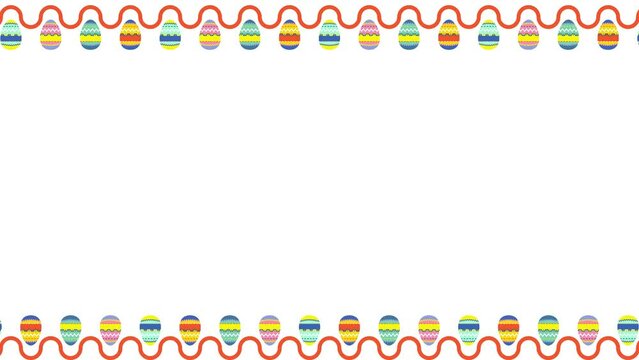 Happy easter animation with white background style fall and hanging on a rope banner Easter eggs hunt 4k