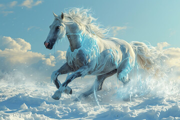 illustration of a horse in the snow