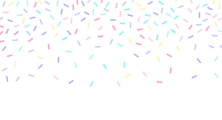 Fototapeta na wymiar Colorful sprinkles banner background, colorful falling decorative sprinkles background
