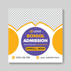Obraz premium Creative school admission education social media post design modern back to school web banner template