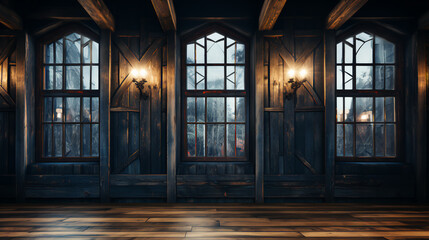 Obraz premium Empty log cabin - Wall lighting - design and decor. - stylish interior