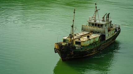 Obraz premium Merchant Vessel: Olive Green Horizons