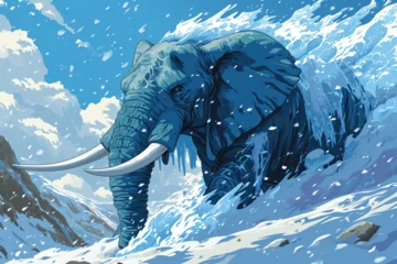 Foto op Aluminium illustration of an elephant in the snow © Angah