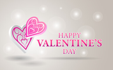 Happy Valentine's Day Poster or Banner Card Design. Holiday banner, web poster, greeting card, cover. Romantic background
