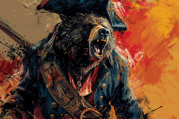 zombie bear pirate illustration