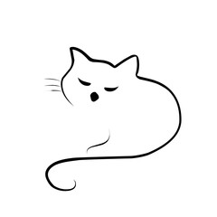 Cat Line Vector Illustration 