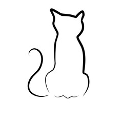 Cat Line Vector Illustration 