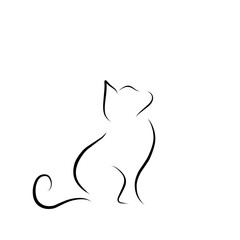 Cat Line Vector Illustration 