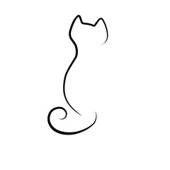 Cat Line Vector Illustration 