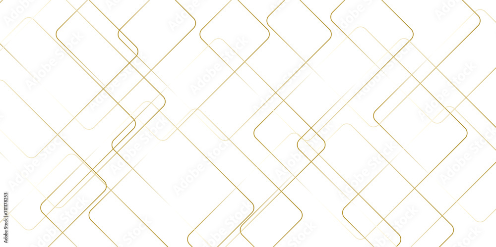 Poster Abstract colorful golden and white geometric square and random lines with realistic line geometric square and triangle shape, Abstract golden lines pattern texture business background.