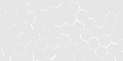 Obraz na płótnie Canvas Abstract white hexagonal geometric background with shadow. Luxury White 3D futuristic honeycomb mosaic white background. Abstract white lines background. Vector Illustration.