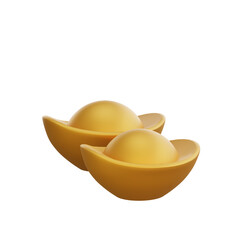 3D illustration of Chinese Gold Ingot icon Chinese New Year design
