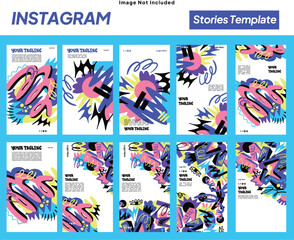 Story Template with Maximalism Style color pop art design